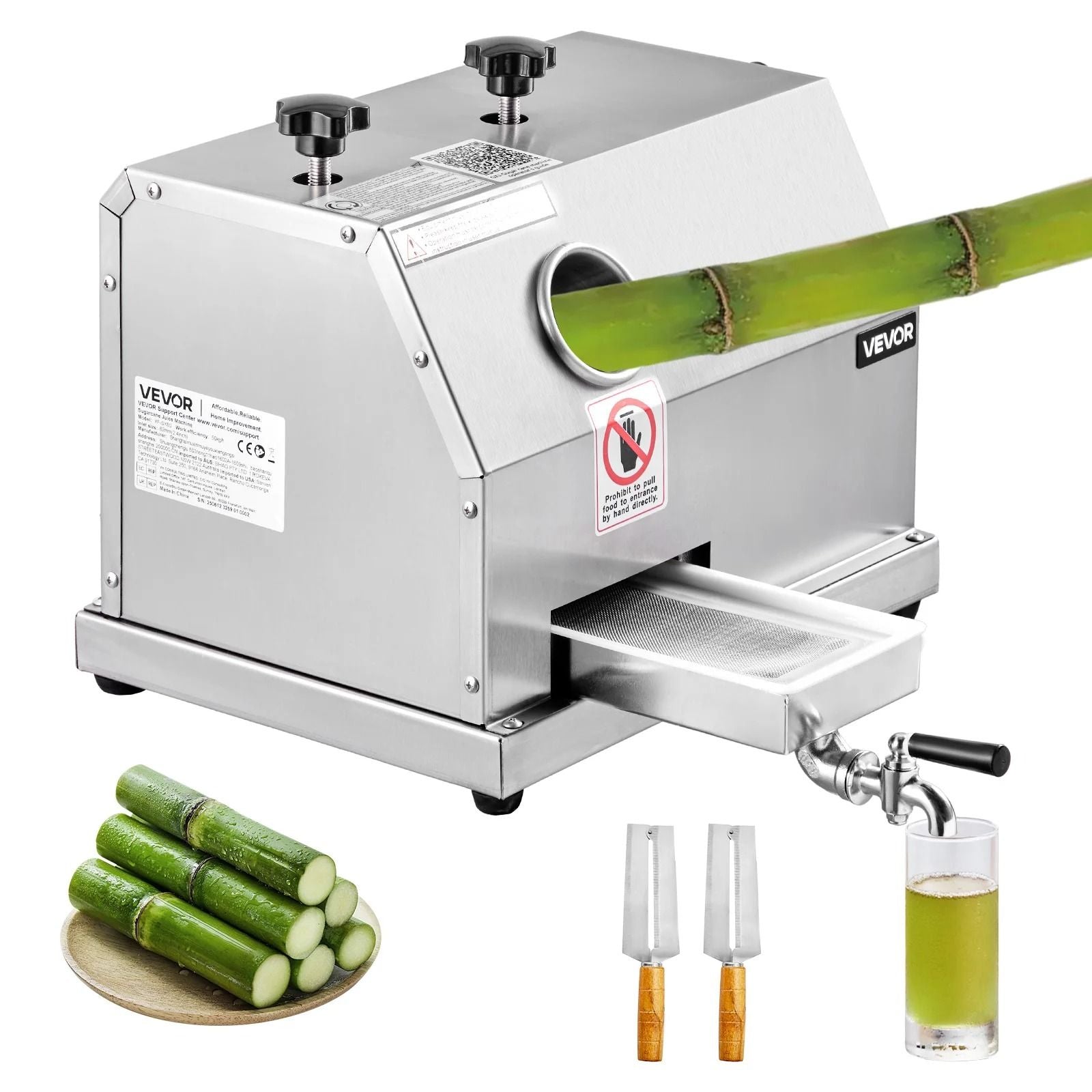 Commercial Manual Sugar Cane Juicer – 110 LBS/H High Output Stainless Steel Machine with Large Inlet
