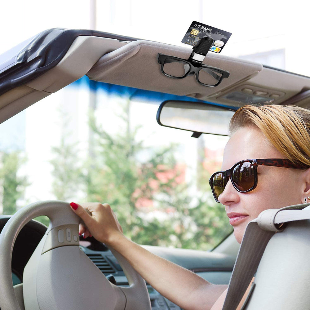Vexverm Car Glasses Holder, Portable ABS Sunglasses Clip for Sun Visor, Universal Eyeglasses Case, Ticket, Card Clamp