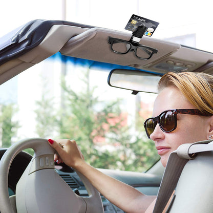 Vexverm Car Glasses Holder, Portable ABS Sunglasses Clip for Sun Visor, Universal Eyeglasses Case, Ticket, Card Clamp