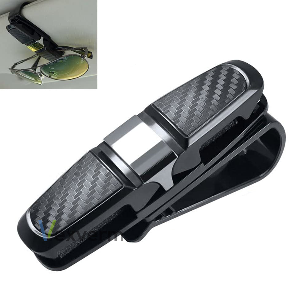 Vexverm Car Glasses Holder, Portable ABS Sunglasses Clip for Sun Visor, Universal Eyeglasses Case, Ticket, Card Clamp