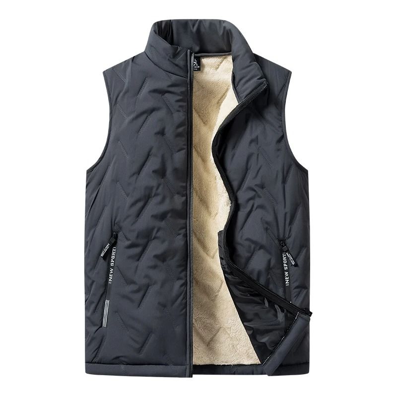 Mens Cotton Vest Jacket  Warm Standing Collar Sleeveless Top With Pockets For Autumn And Winter 2