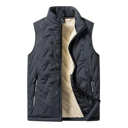 Mens Cotton Vest Jacket  Warm Standing Collar Sleeveless Top With Pockets For Autumn And Winter 2