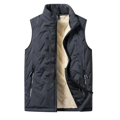 Mens Cotton Vest Jacket  Warm Standing Collar Sleeveless Top With Pockets For Autumn And Winter 4