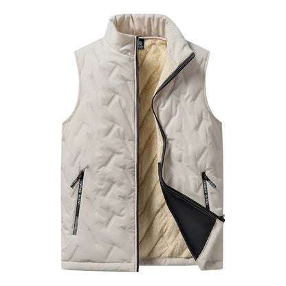 Mens Cotton Vest Jacket  Warm Standing Collar Sleeveless Top With Pockets For Autumn And Winter 7