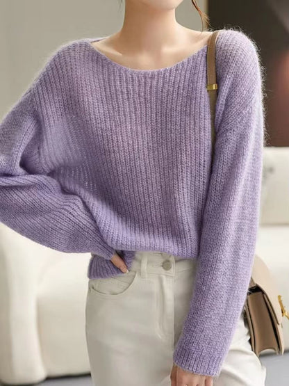 Elegant SeeThrough Loose Knit Sweater  Soft Warm Autumn Winter Cashmere Pullover For Women 10