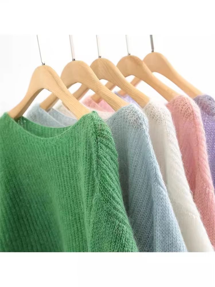 Elegant SeeThrough Loose Knit Sweater  Soft Warm Autumn Winter Cashmere Pullover For Women 5