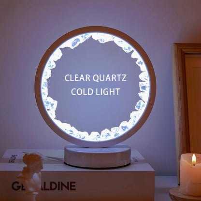 LED Crystal Lamp Room Natural Gemstone Decoration Amethyst Healing Stone Home Decoration Round Lamp 4