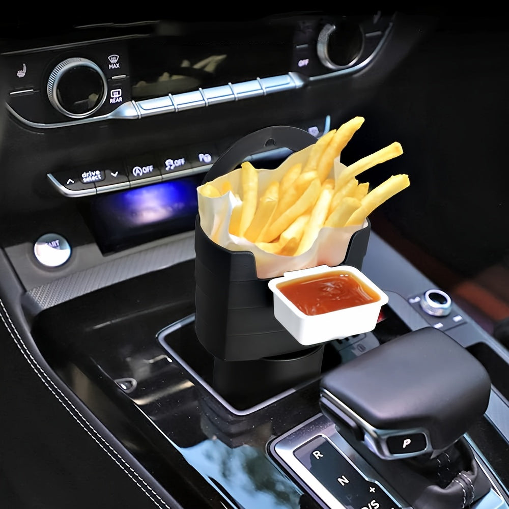 Car Multifunctional Snack & French Fries Holder, Seasoning Storage Rack with Ketchup Tray, Fried French Fries Cup Holder