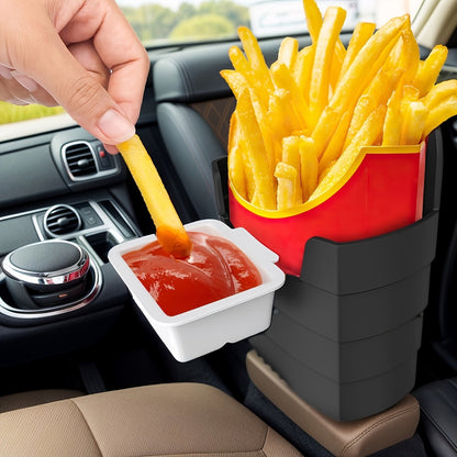 Car Multifunctional Snack & French Fries Holder, Seasoning Storage Rack with Ketchup Tray, Fried French Fries Cup Holder