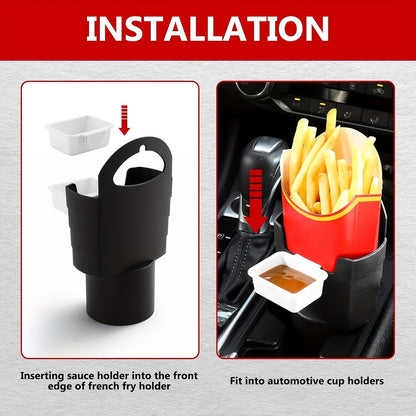 Car Multifunctional Snack & French Fries Holder, Seasoning Storage Rack with Ketchup Tray, Fried French Fries Cup Holder