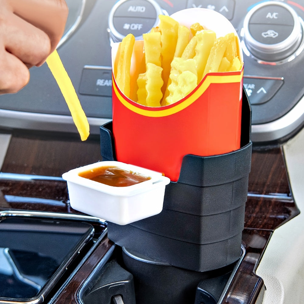 Car Multifunctional Snack & French Fries Holder, Seasoning Storage Rack with Ketchup Tray, Fried French Fries Cup Holder