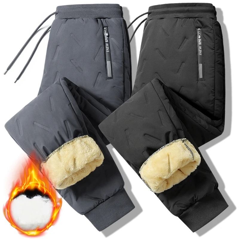 Winter Thickened Women Pants – Warm Plush Straight-Leg Trousers with Drawstring Waist