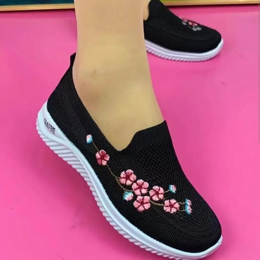 Women Mesh Breathable Floral Comfort Sneakers Lightweight Soft Sole Footwear