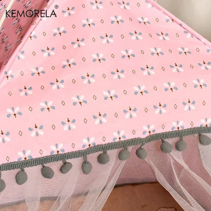 Floral Pet Tent Bed For Cats And Small Dogs With Semi Enclosed Design 3