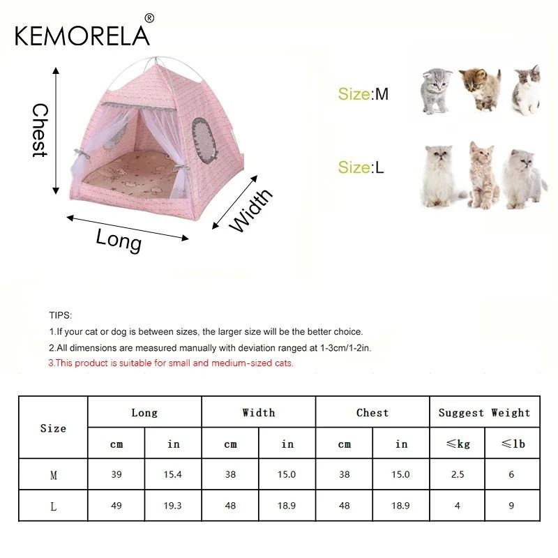 Floral Pet Tent Bed For Cats And Small Dogs With Semi Enclosed Design 6