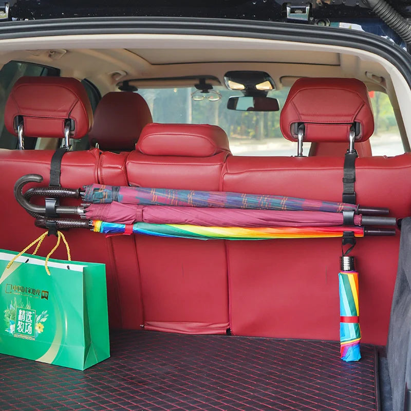 2Pcs Adjustable Car Trunk Umbrella Holder, Auto Interior Organizer Bag Hanger, Seat Storage Hook for Car Accessories