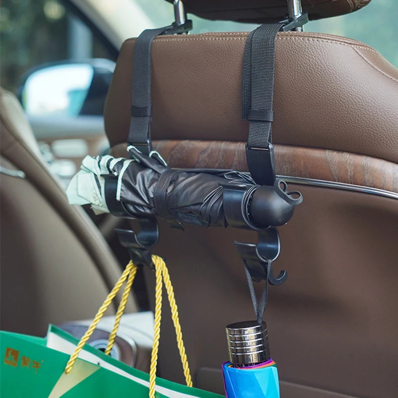 2Pcs Adjustable Car Trunk Umbrella Holder, Auto Interior Organizer Bag Hanger, Seat Storage Hook for Car Accessories