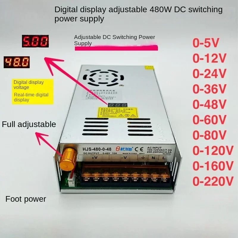 Adjustable Dual Display Power Supply With Multiple Voltage And Wattage Options 5