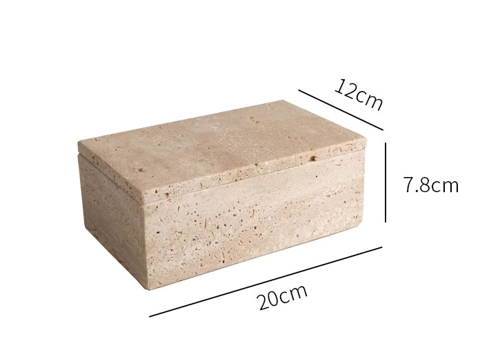 Modern Natural Travertine Storage Box, Elegant Cover Design for Home, Hotel, Desktop Decoration