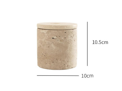 Modern Natural Travertine Storage Box, Elegant Cover Design for Home, Hotel, Desktop Decoration