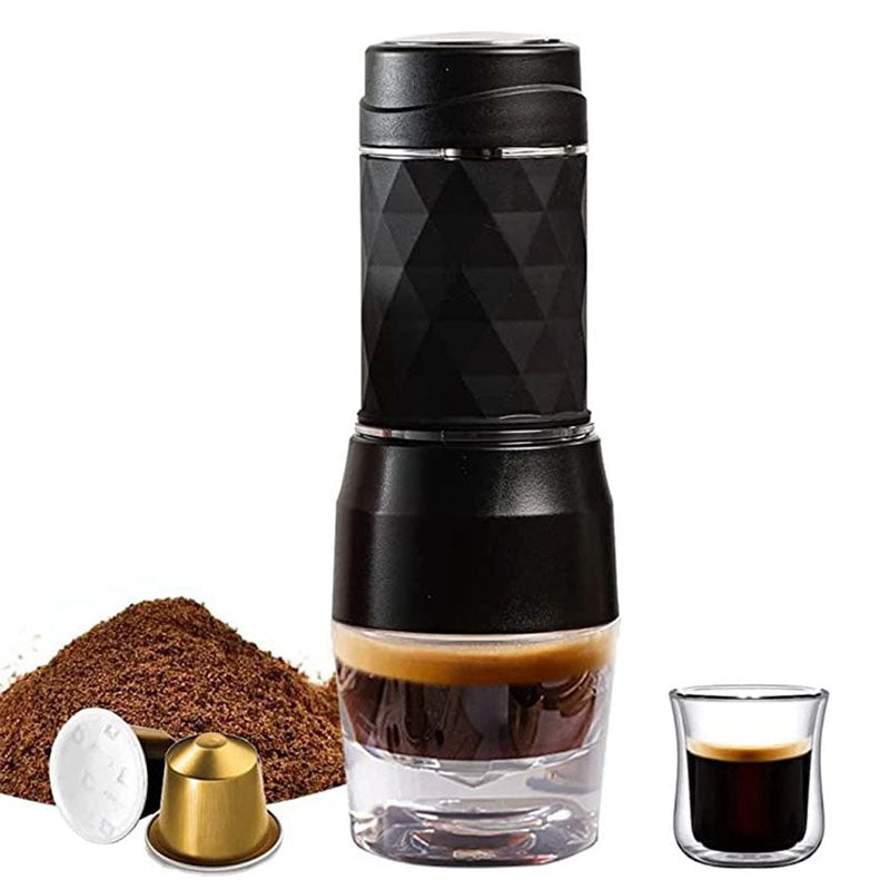 Cafelffe Portable Coffee Machine, Hot & Cold Water Manual Espresso Maker for Capsule & Ground Coffee