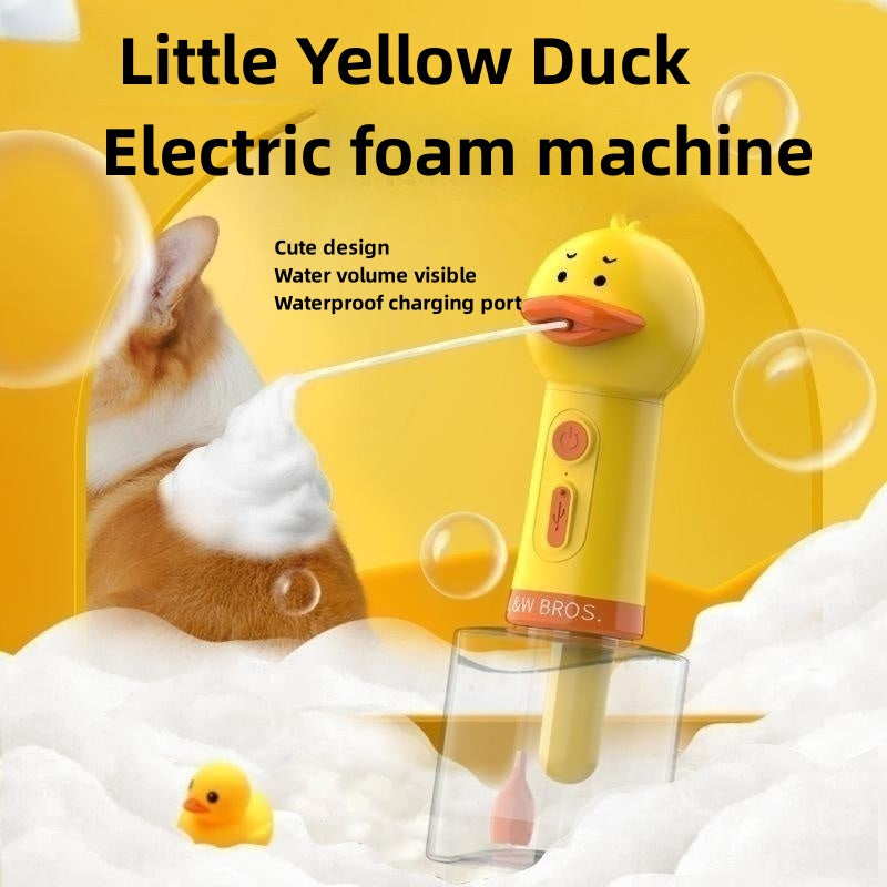 Yellow Duck Pet Cleaning Bathing Electric Foam Machine USB Charging Automatic Soap Dispenser For Do 1