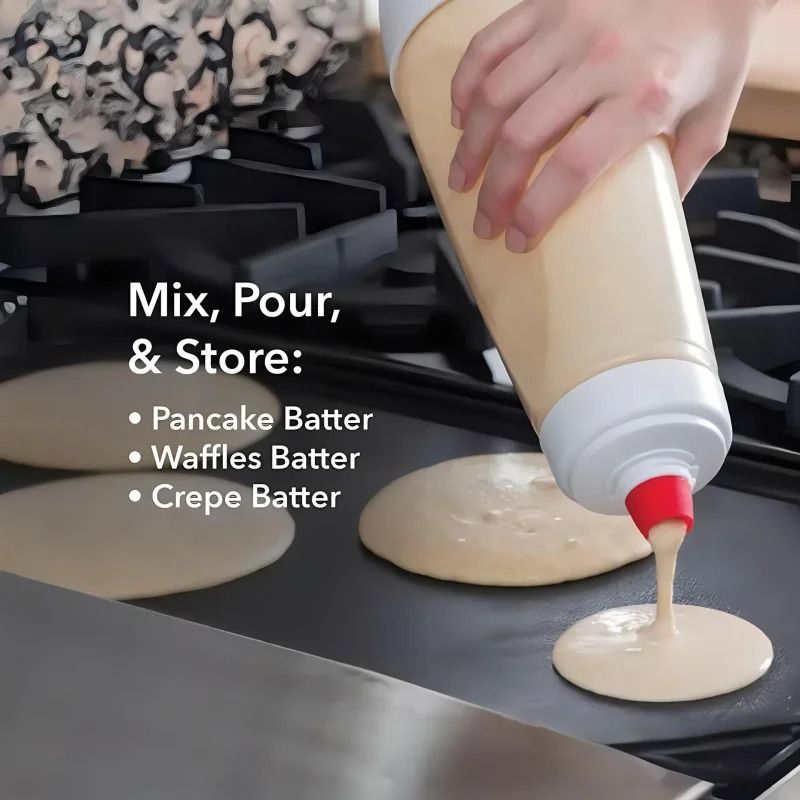 Pancake Batter Mixing Bottle With Blender Ball And Wire Whisk 1