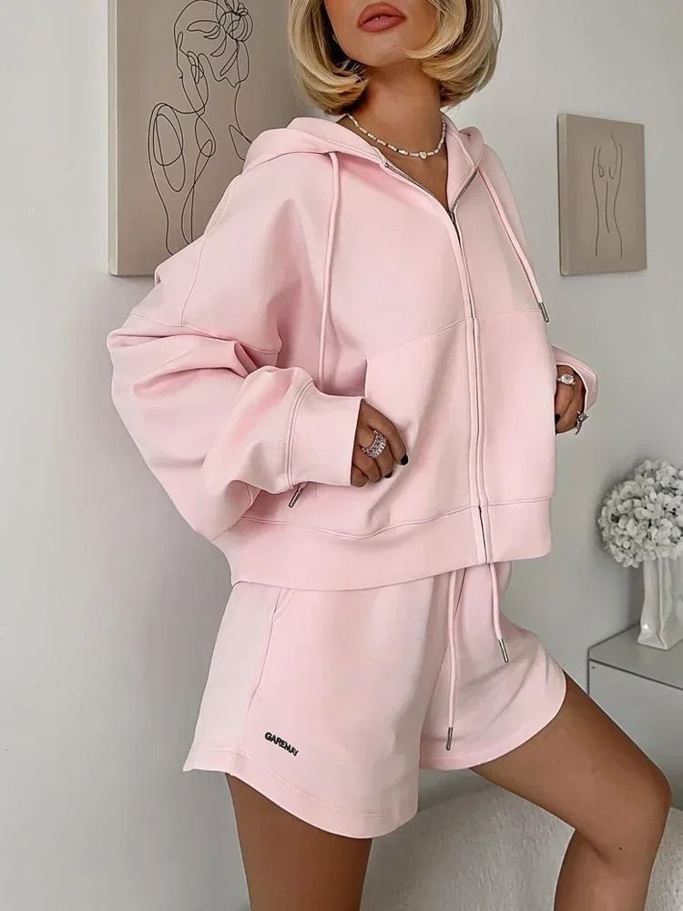 Womens Summer Cotton Two Piece Shorts Set With Oversize Top 11