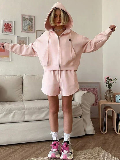 Womens Summer Cotton Two Piece Shorts Set With Oversize Top 12
