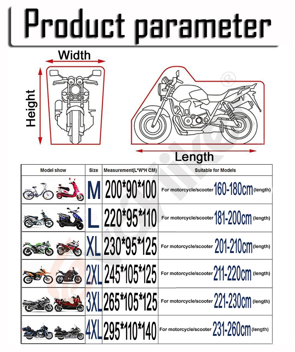 Universal Motorcycle Cover Waterproof Outdoor UV Protector Dustproof Bike  Scooter Covers 9