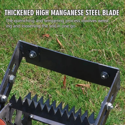 Wheeled Hand Push Weeder With Manganese Steel Saw Tooth Blades 2
