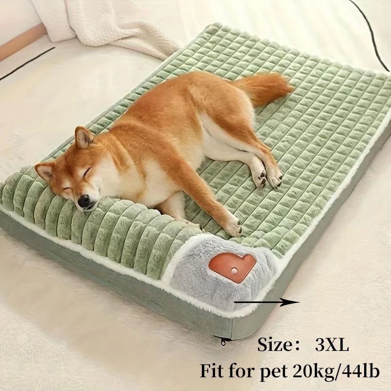 Winter Plush Dog Bed with Removable Washable Cover