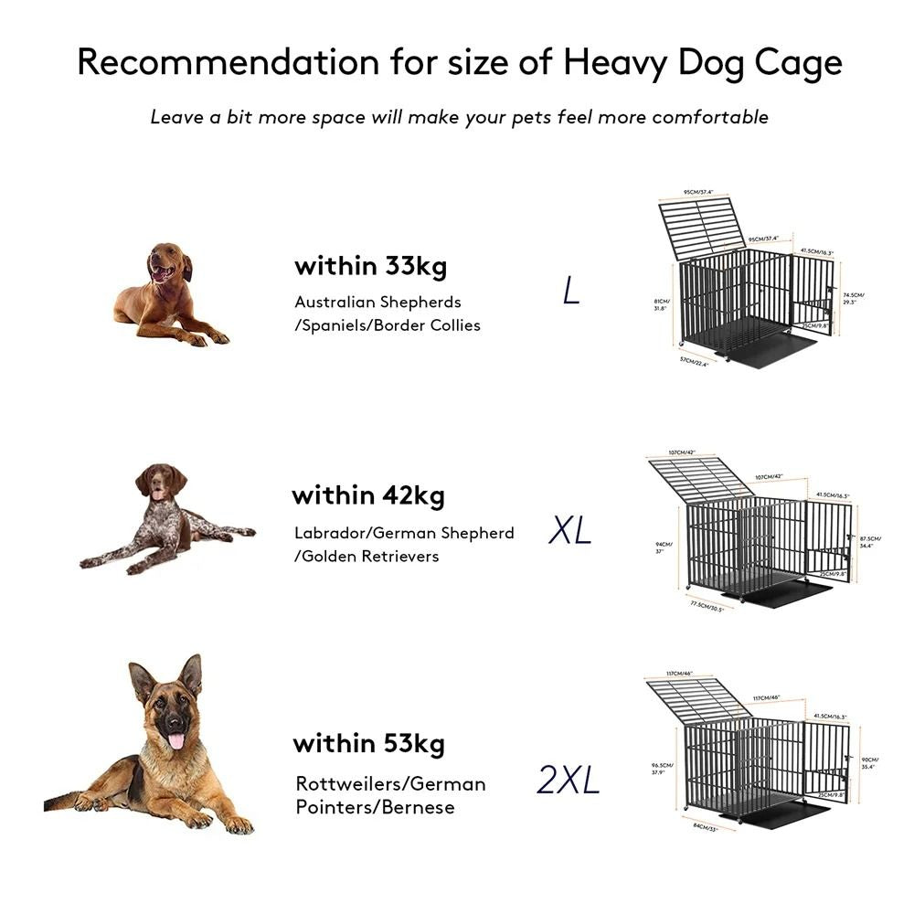 Heavy Duty Metal Dog Crate With Lockable Wheels And Tray 3