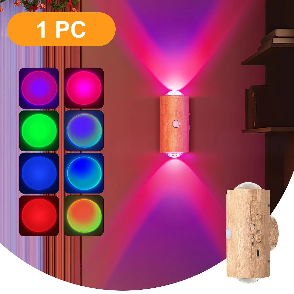 Rechargeable RGB Motion Sensor Night Light Set 12