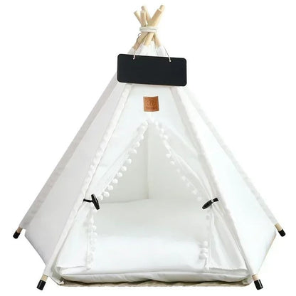 Pet Teepee Tent with Cushion and Blackboard for Cats and Dogs