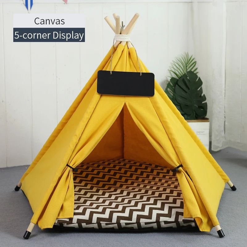 Pet Teepee Tent With Cushion And Blackboard For Cats And Dogs 9