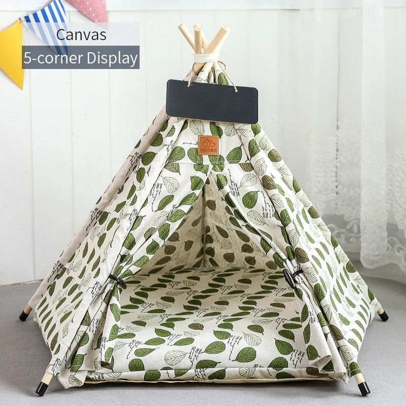 Pet Teepee Tent With Cushion And Blackboard For Cats And Dogs 10