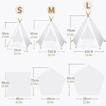 Pet Teepee Tent With Cushion And Blackboard For Cats And Dogs 4