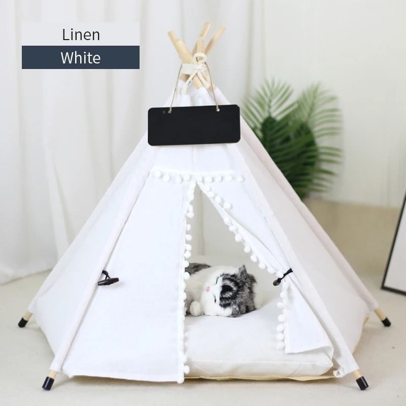 Pet Teepee Tent With Cushion And Blackboard For Cats And Dogs 13