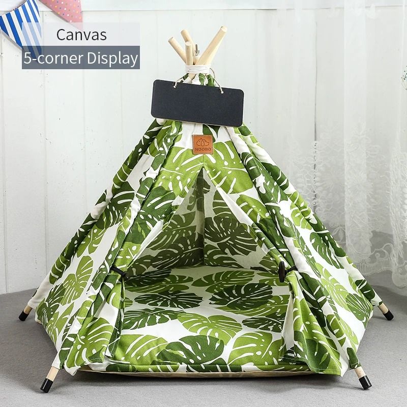 Pet Teepee Tent With Cushion And Blackboard For Cats And Dogs 14