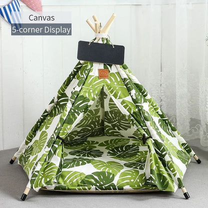 Pet Teepee Tent With Cushion And Blackboard For Cats And Dogs 14