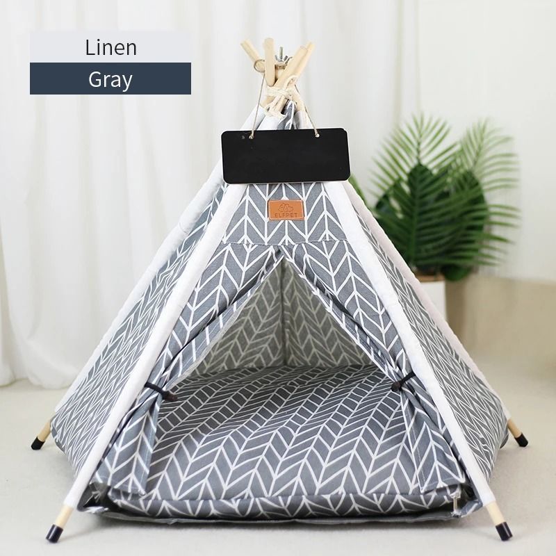 Pet Teepee Tent With Cushion And Blackboard For Cats And Dogs 15