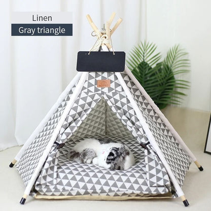 Pet Teepee Tent With Cushion And Blackboard For Cats And Dogs 16