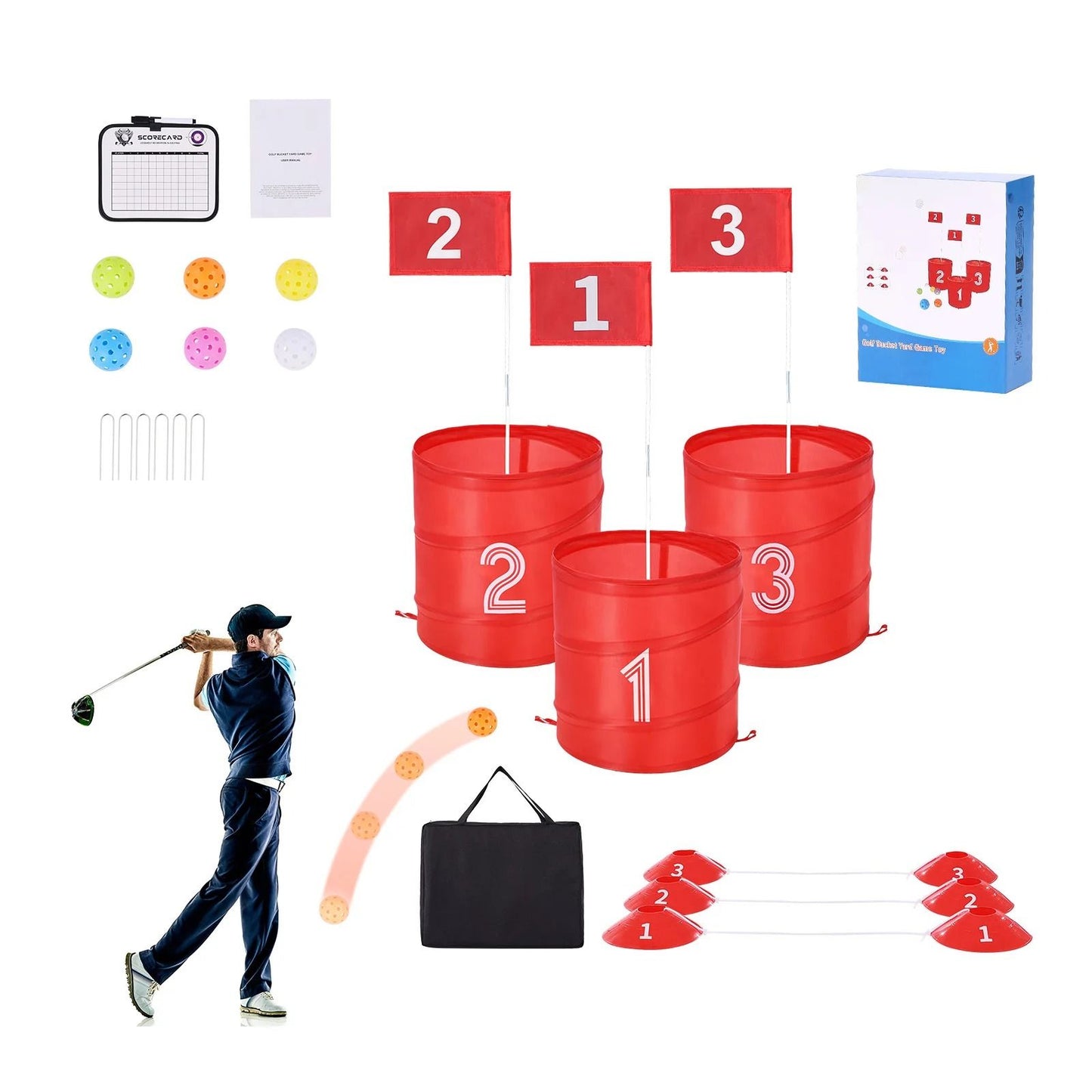 Portable Bucket Golf Game Set Outdoor Chipping Fun for All Ages