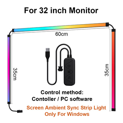 Smart Ambient TV PC Display Sync LED Strip Light RGB ColorChanging Backlight For Monitors DIY Gamin 8