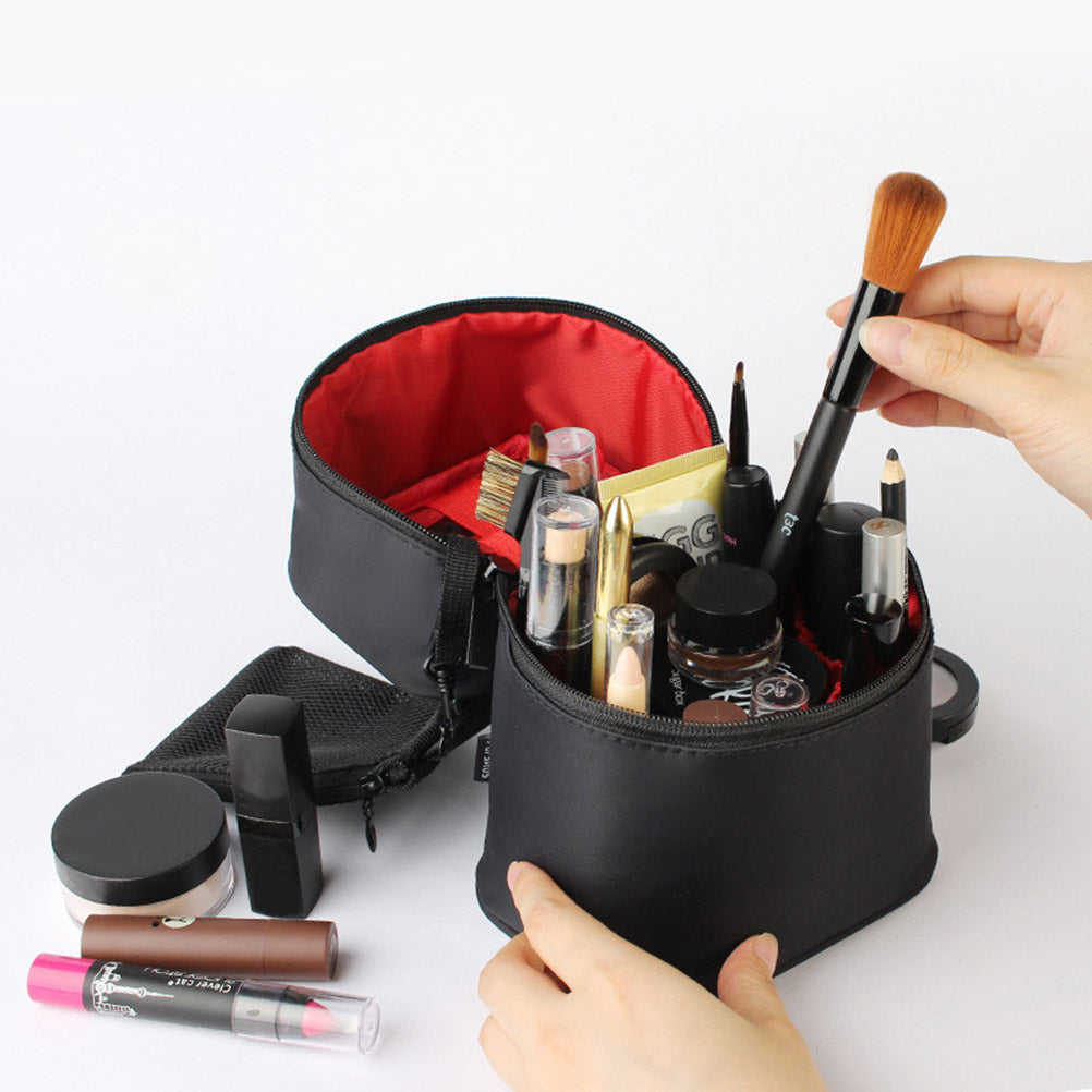 Waterproof Handheld Bag for Women, Large Capacity Nylon Makeup Storage, Travel Toiletry Bag with Thick Padding