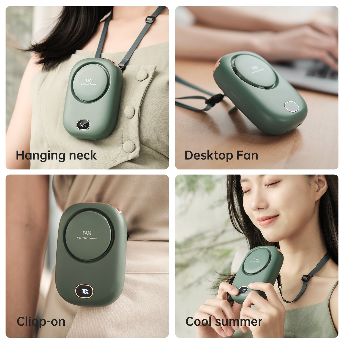 Vissko Portable Neck Fan Bladeless Hanging Fan With Adjustable Lanyard USB Rechargeable For Travel