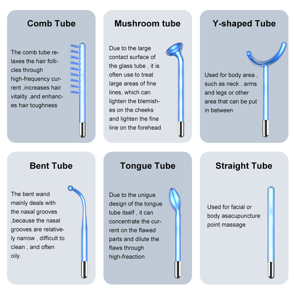 High Frequency Electrode Wand Glass Tube Electrotherapy Acne Spot Remover Skin Care Home Spa Beauty 4