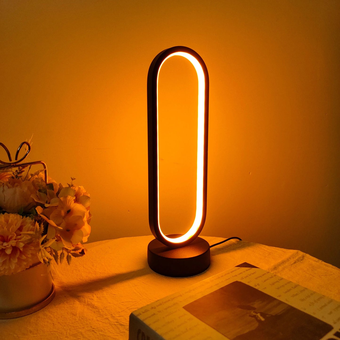 Modern Ring Table Lamp With Three Color Dimming Touch Control 2