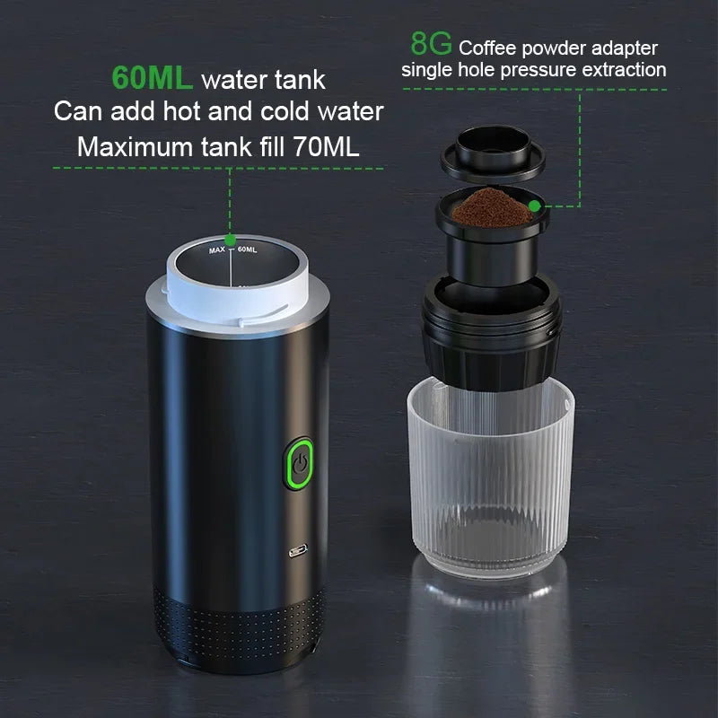Wireless Electric Portable Espresso Coffee Machine Capsule  Powder Travel Coffee Maker For Car Home 2